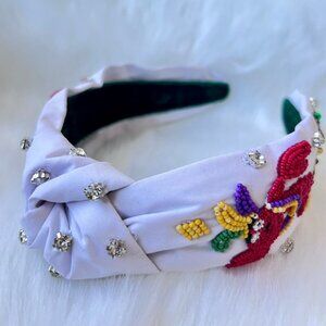 Handmade Bead Knotted Headband Carnival NOLA Let's Go Cray New Orleans Headband